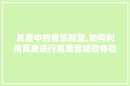 耳麦中的音乐殿堂,如何利用耳麦进行高质量唱歌体验 电脑配置
