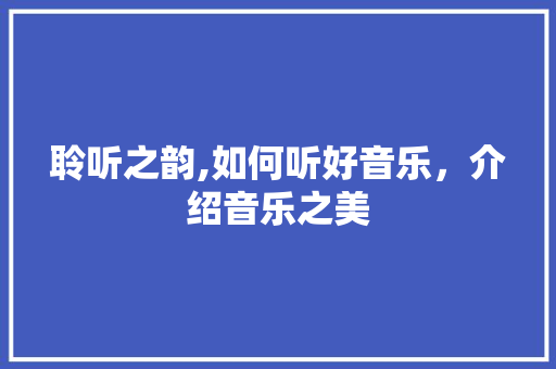 聆听之韵,如何听好音乐，介绍音乐之美