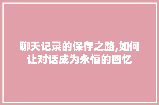 聊天记录的保存之路,如何让对话成为永恒的回忆