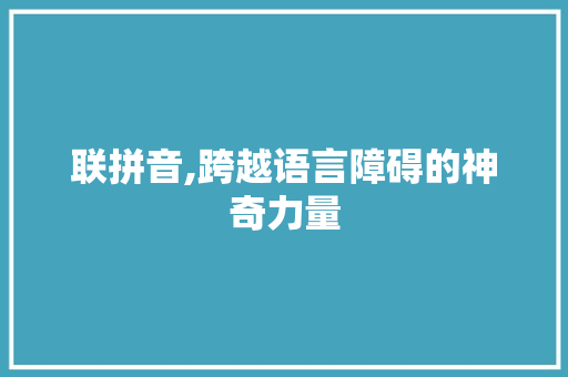 联拼音,跨越语言障碍的神奇力量