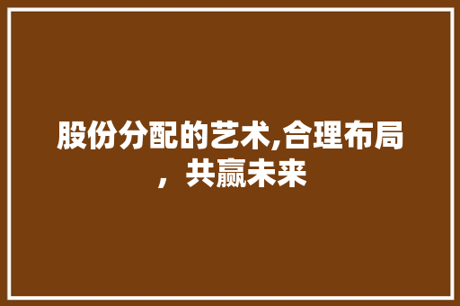 股份分配的艺术,合理布局，共赢未来