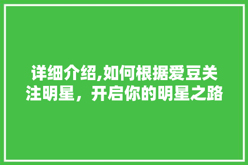 详细介绍,如何根据爱豆关注明星,开启你的明星之路 详细介绍,如何根据爱豆关注明星,开启你的明星之路