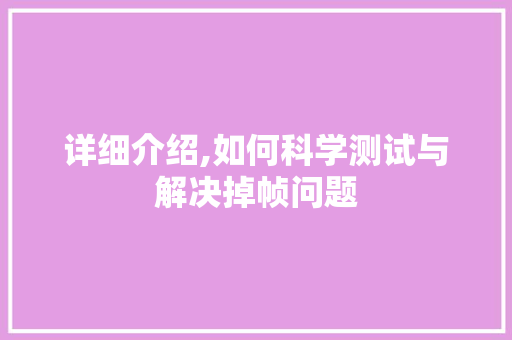 详细介绍,如何科学测试与解决掉帧问题