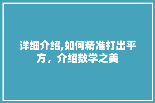 详细介绍,如何精准打出平方，介绍数学之美 电脑基础