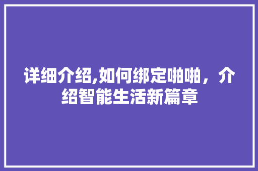 详细介绍,如何绑定啪啪，介绍智能生活新篇章