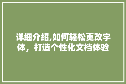 详细介绍,如何轻松更改字体，打造个性化文档体验