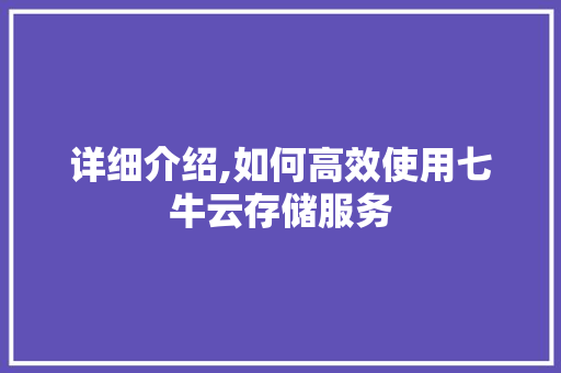 详细介绍,如何高效使用七牛云存储服务 电脑基础