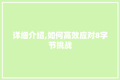 详细介绍,如何高效应对8字节挑战 详细介绍,如何高效应对8字节挑战
