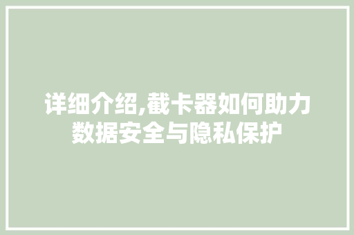 详细介绍,截卡器如何助力数据安全与隐私保护 操作系统 详细介绍,截卡器如何助力数据安全与隐私保护 操作系统