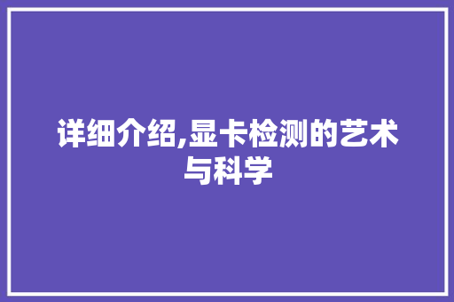 详细介绍,显卡检测的艺术与科学