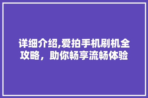 详细介绍,爱拍手机刷机全攻略，助你畅享流畅体验