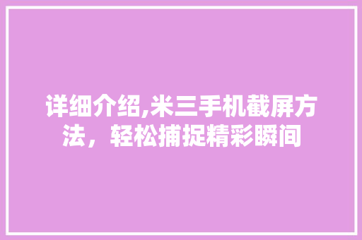 详细介绍,米三手机截屏方法，轻松捕捉精彩瞬间 编程语言
