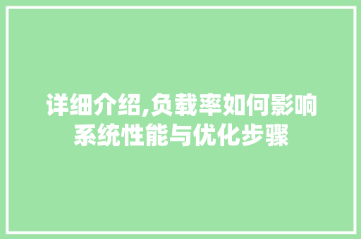详细介绍,负载率如何影响系统性能与优化步骤