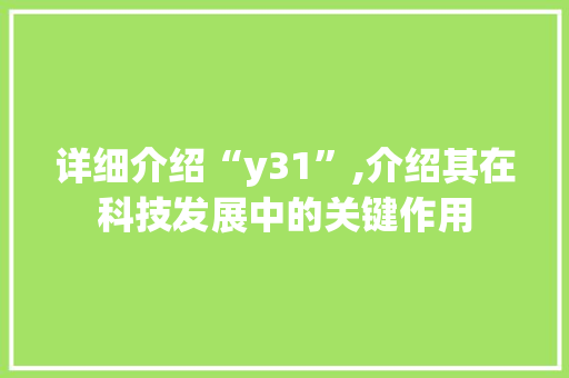 详细介绍“y31”,介绍其在科技发展中的关键作用 操作系统