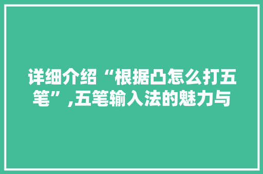 详细介绍“根据凸怎么打五笔”,五笔输入法的魅力与方法