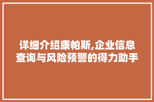 详细介绍康帕斯,企业信息查询与风险预警的得力助手