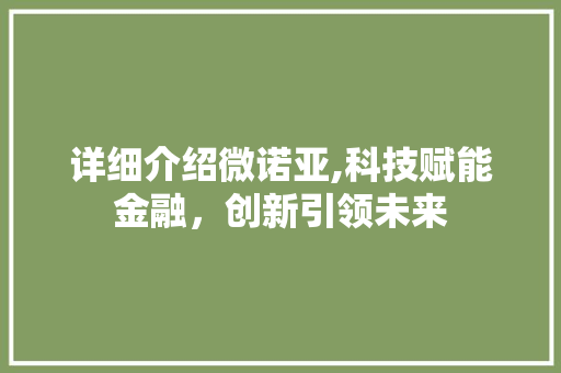 详细介绍微诺亚,科技赋能金融，创新引领未来