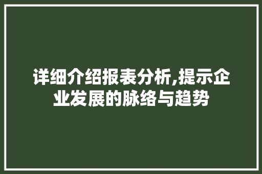 详细介绍报表分析,提示企业发展的脉络与趋势 电脑基础