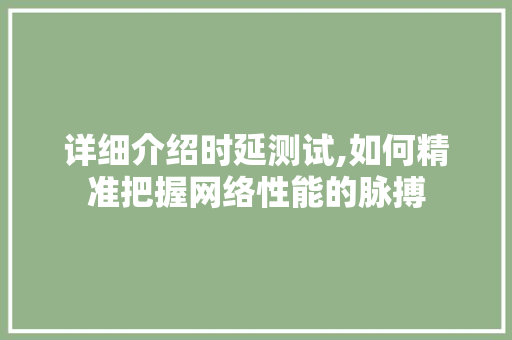 详细介绍时延测试,如何精准把握网络性能的脉搏 电脑故障维修 详细介绍时延测试,如何精准把握网络性能的脉搏 电脑故障维修