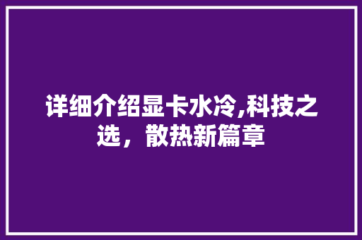 详细介绍显卡水冷,科技之选，散热新篇章 电脑故障维修