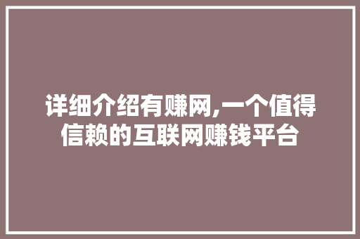 详细介绍有赚网,一个值得信赖的互联网赚钱平台 电脑配置 详细介绍有赚网,一个值得信赖的互联网赚钱平台 电脑配置