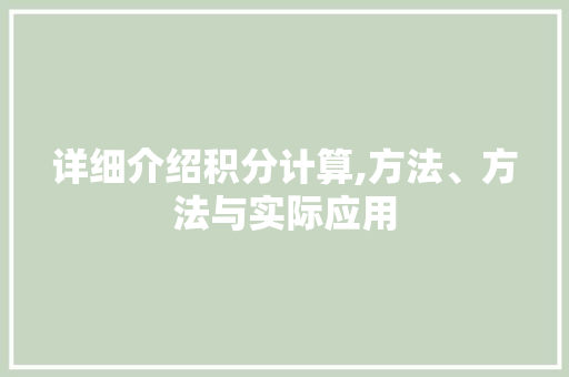 详细介绍积分计算,方法、方法与实际应用