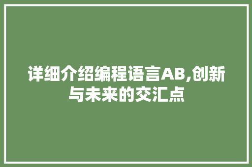 详细介绍编程语言AB,创新与未来的交汇点