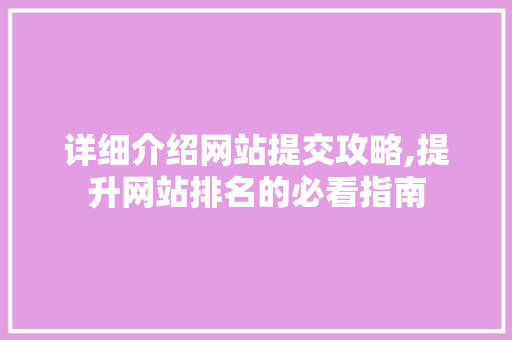 详细介绍网站提交攻略,提升网站排名的必看指南
