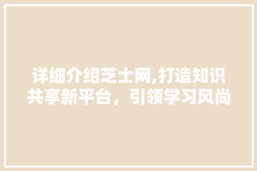详细介绍芝士网,打造知识共享新平台，引领学习风尚 操作系统