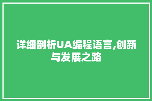详细剖析UA编程语言,创新与发展之路