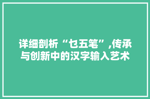 详细剖析“乜五笔”,传承与创新中的汉字输入艺术