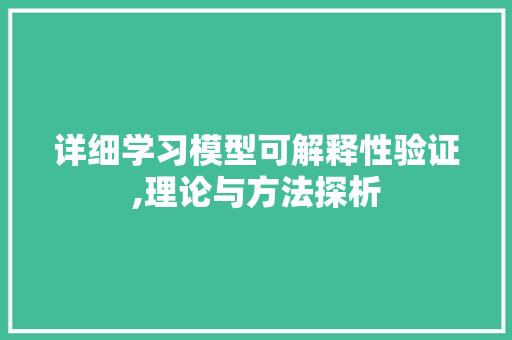 详细学习模型可解释性验证,理论与方法探析 操作系统
