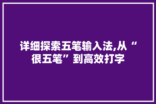 详细探索五笔输入法,从“很五笔”到高效打字 编程语言
