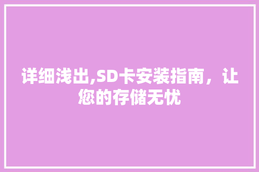 详细浅出,SD卡安装指南，让您的存储无忧