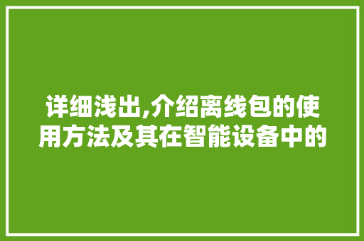 详细浅出,介绍离线包的使用方法及其在智能设备中的应用 操作系统 详细浅出,介绍离线包的使用方法及其在智能设备中的应用 操作系统