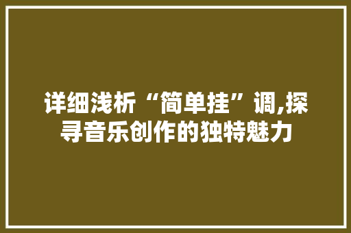 详细浅析“简单挂”调,探寻音乐创作的独特魅力 操作系统