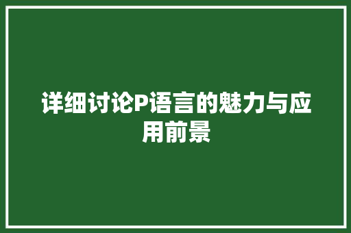 详细讨论P语言的魅力与应用前景