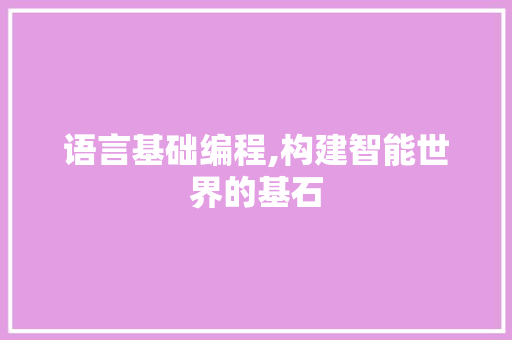 语言基础编程,构建智能世界的基石 电脑基础