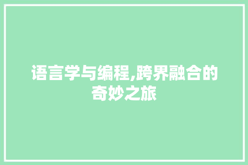 语言学与编程,跨界融合的奇妙之旅 电脑配置