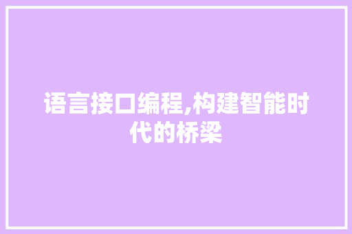 语言接口编程,构建智能时代的桥梁 电脑故障维修