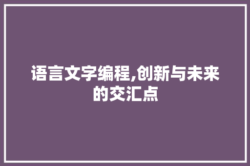 语言文字编程,创新与未来的交汇点 电脑配置