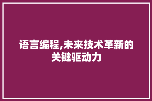语言编程,未来技术革新的关键驱动力 电脑基础