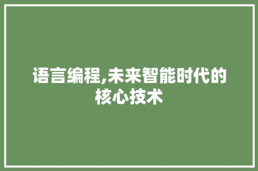 语言编程,未来智能时代的核心技术 电脑配置