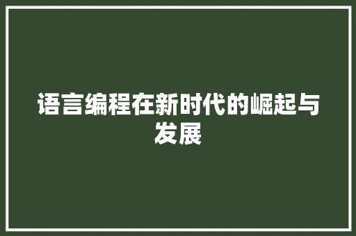 语言编程在新时代的崛起与发展 电脑故障维修