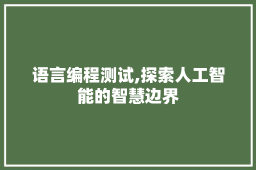 语言编程测试,探索人工智能的智慧边界 电脑基础