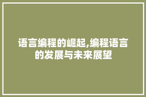 语言编程的崛起,编程语言的发展与未来展望 编程语言