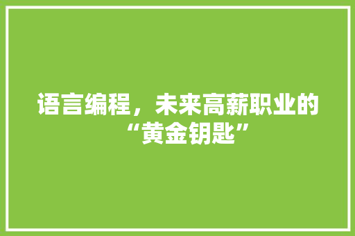 语言编程，未来高薪职业的“黄金钥匙”