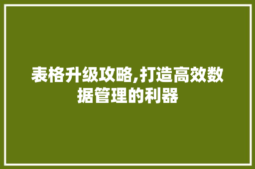 表格升级攻略,打造高效数据管理的利器 操作系统