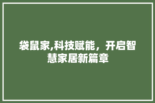 袋鼠家,科技赋能，开启智慧家居新篇章