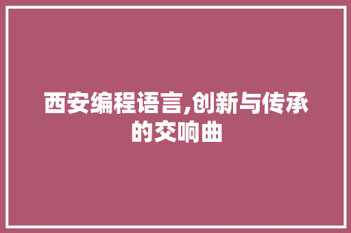 西安编程语言,创新与传承的交响曲 网络技术